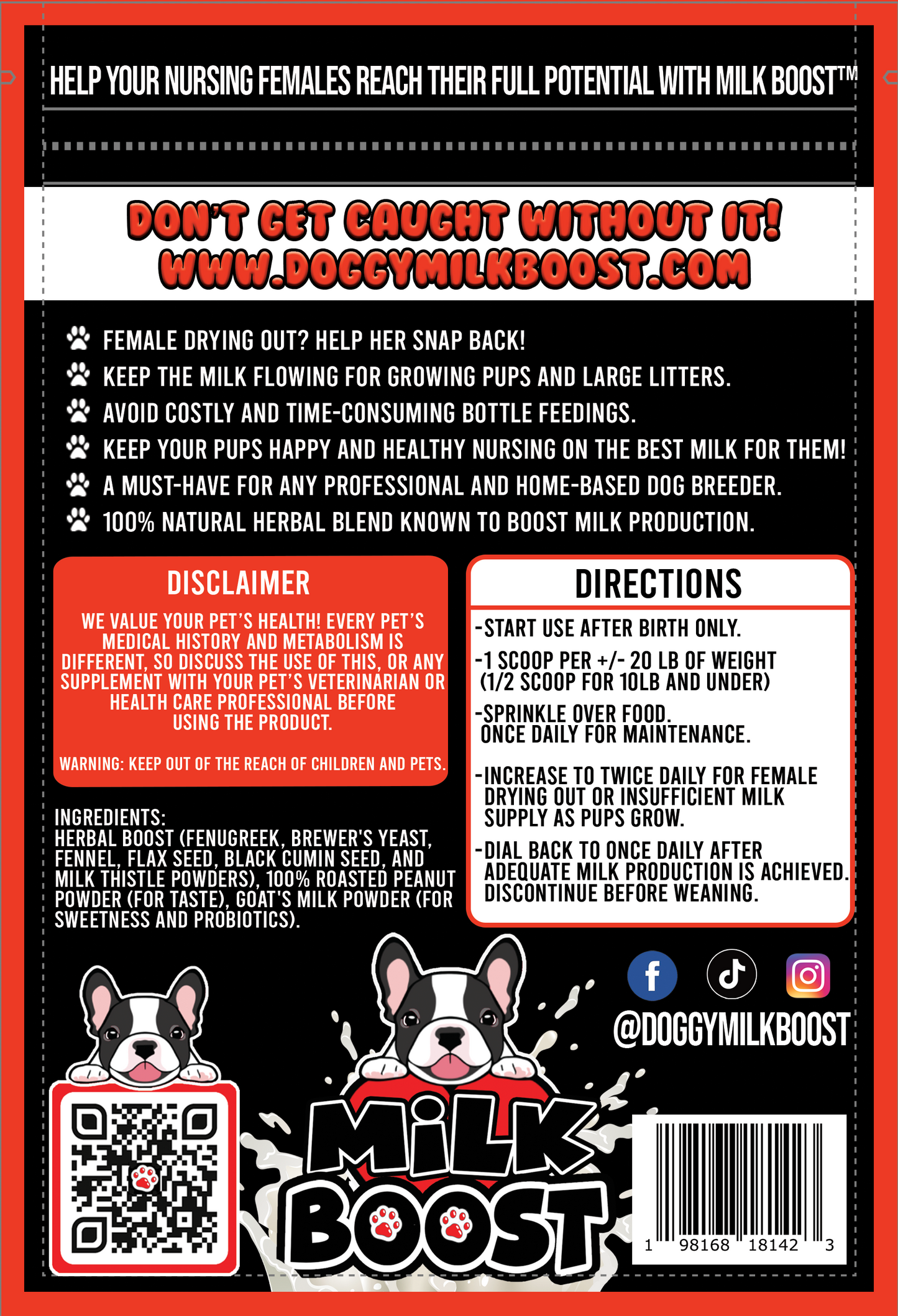 Milk Boost - Wholesale Case (12 bags) - Natural Lactation Support for Nursing Dogs – Bulk Pack for Breeders, Pet Stores & Dog Supply Retailers